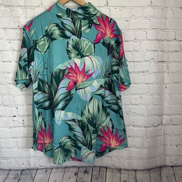 Sandrine Rose Free People Women’s Green Pink Leafy Oversized Button up size m - Picture 4 of 6